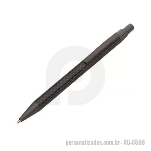 Caneta metálica personalizada - Caneta esferográfica em metal escrita azul.