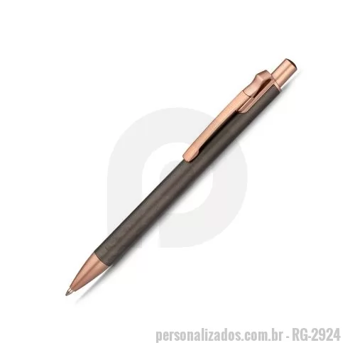 Caneta metálica personalizada - Caneta metálica com acionamento por clique, carga esferográfica azul 1,0mm.