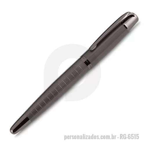 Caneta metálica personalizada - Caneta roller de metal escrita em azul