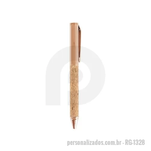 Caneta metálica personalizada - Caneta metálica com detalhe em cortiça, carga esferográfica azul 1.0mm e acionamento por rotação.     OBS.: PEDIDOS MÍNIMO DE 50 PEÇAS!