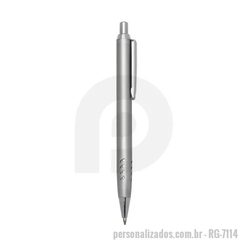 Caneta metálica personalizada - Caneta metálica com carga esferográfica azul e acionamento por clique.