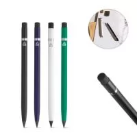 Caneta sem tinta em alumínio 100% reciclado, com tampa protetora em PE reciclado. Apta para um uso prolongado sem a necessidade de apontar. Na parte superior contém uma borracha que apaga com facilidade o que está escrito. ø8 x 150 mm