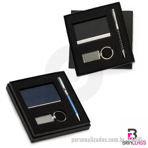 Caneta personalizada - Kit com caneta personalizado + Porta cartão + Chaveiro