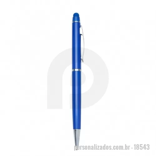 Caneta personalizada - Caneta semimetal colorida com detalhes em prata. Clip metálico e parte superior com borracha touch, possui anel superior e central em prata. Aciona por giro.  ATENÇÃO: Além desse modelo, temos dezenas de outras opções de canetas.