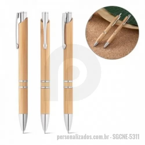 Caneta personalizada - Caneta Esferográfica Ecológica em Bambu, clipe de metal. 1,5 km de escrita. MEDIDAS: ¸11x141 mm. GRAVAÇÃO: Laser e Tampografia 1 a 3 cores, medidas aproximadas 50 x 6 mm. MINIMO 30 UNIDADES