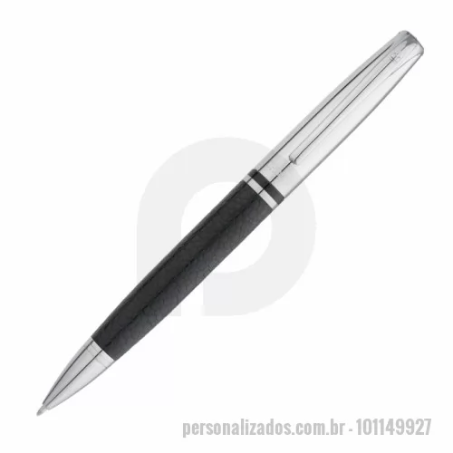 Caneta personalizada - Caneta Crown King Couro Esferográfica Azul