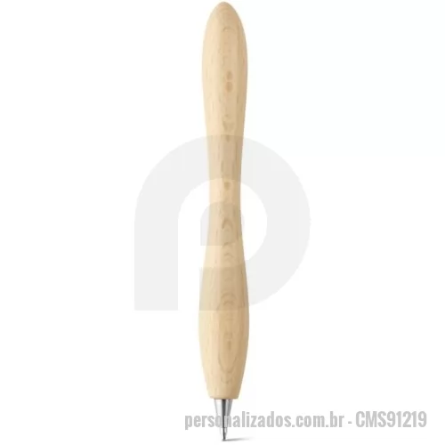 Caneta personalizada - Esferográfica em madeira com tampa transparente. Escrita em azul. A cor e o resultado da impressão nos materiais naturais pode variar entre produtos. ø14 x 122 mm