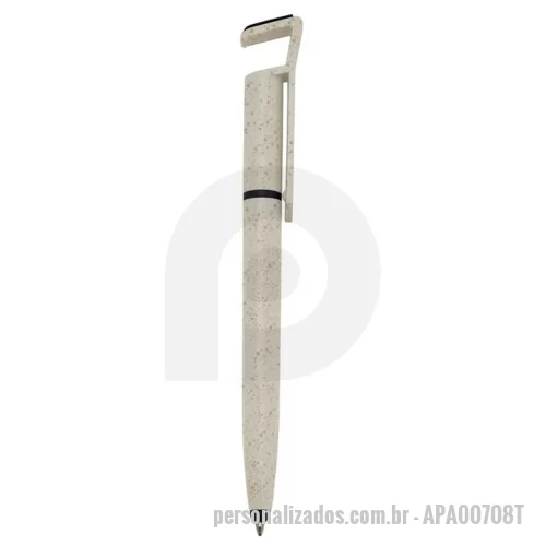 Caneta personalizada - Caneta fibra de bambu com suporte para celular, ponteira touch screen e limpador de tela. Carga esferográfica azul e acionamento por rotação.  OBS.: PEDIDOS MÍNIMO DE 50 PEÇAS!  Largura :  1,8 cm  Comprimento :  14,7 cm  Medidas aproximadas para gravação (CxL):  3,2 cm x 0,8 cm – Clip 4 cm x 0,8 cm  Peso aproximado (g):  12