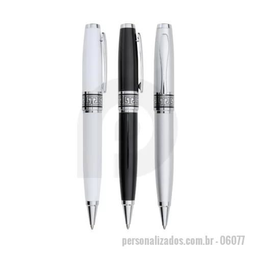 Caneta personalizada - Caneta metálica, acionamento por rotação e carga esferográfica azul 1.0mm. Em nossa página exclusiva você encontra esse e muitos outros produtos. Confira!