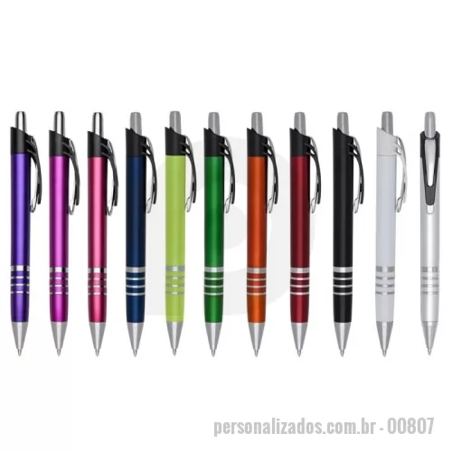 Caneta personalizada - Caneta plástica com carga esferográfica azul e acionamento por clique.   OBS.: PEDIDOS MÍNIMO DE 50 PEÇAS!