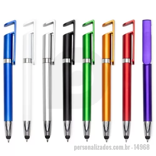 Caneta personalizada - Caneta plástica com carga esferográfica azul 1.0mm e acionamento por clique.