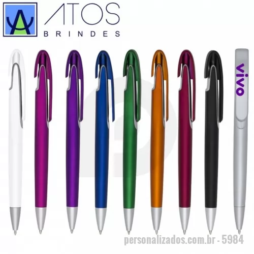 Caneta personalizada - Caneta Plástica com Clips