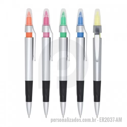 Caneta plástica personalizada - CANETA PLÁSTICA COM MARCA TEXTO