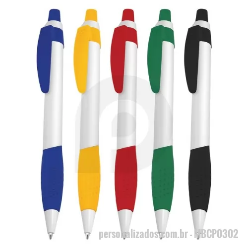 Caneta plástica personalizada - Caneta plástica esferográfica retrátil escrita em azul. Dimensão Produto: 14,6xø1,1cm (AxøD) Peso do Produto: 0,010kg