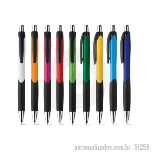 Caneta plástica personalizada - Esferográfica em ABS com grip