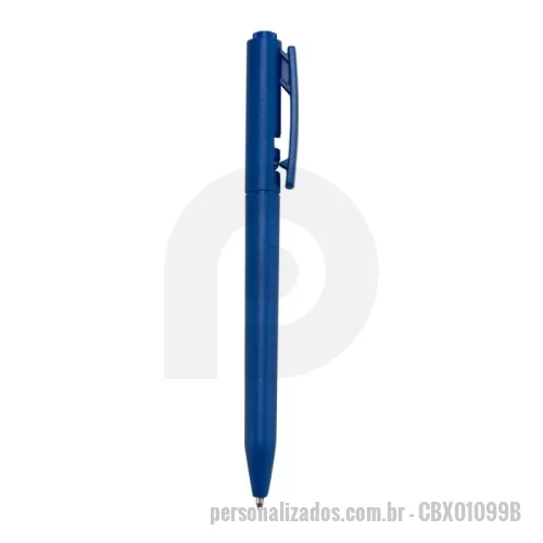 Caneta plástica personalizada - Caneta plástica Personalizada - CBX01099B - Caneta plástica leve e funcional, com ponta esferográfica de 1.0?mm e tinta azul, acionamento por clique e corpo ergonômico. Ideal para uso diário em escritórios, escolas e eventos promocionais. Pedido mínimo de 50 unidades.  Especificações:  Comprimento: 13,7?cm  Diâmetro: 1,5?cm  Área para gravação: 3,9?cm x 0,7?cm  Peso aproximado: 7?g - 176055 - Caneta plástica