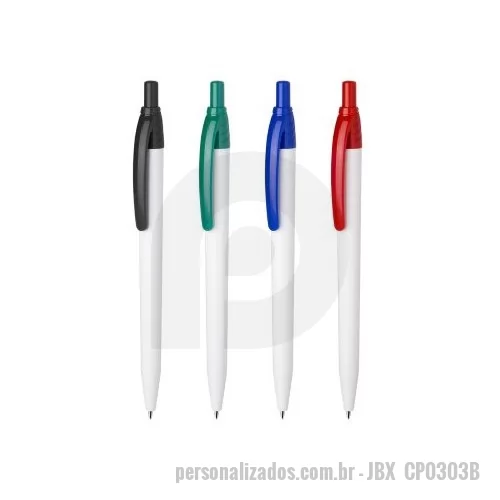 Caneta plástica personalizada - Caneta plástica esferográfica retrátil escrita em azul