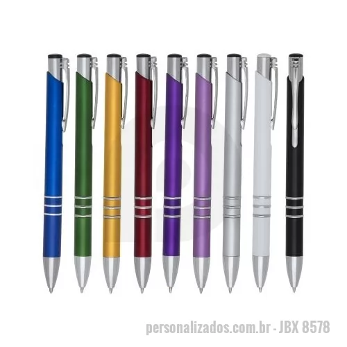 Caneta plástica personalizada - Caneta plástica com carga esferográfica azul 1.0 mm e acionamento por clique.
