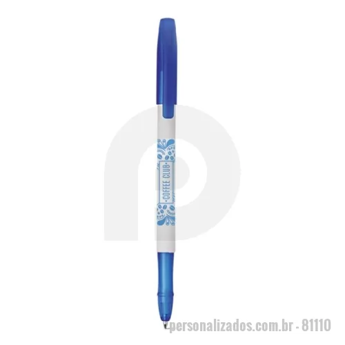 Caneta plástica personalizada - Caneta esferográfica em PP com acabamento matt no corpo e frost na ponteira e tampa. Até 1,5 km de escrita. ø10 x 142 mm
