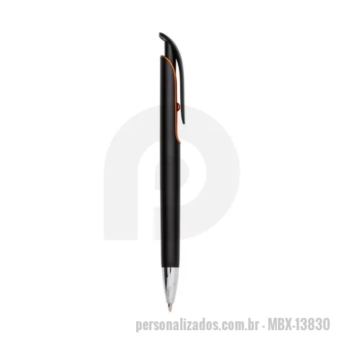 Caneta plástica personalizada - Caneta plástica com carga esferográfica azul 1.0 mm e acionamento por clique.