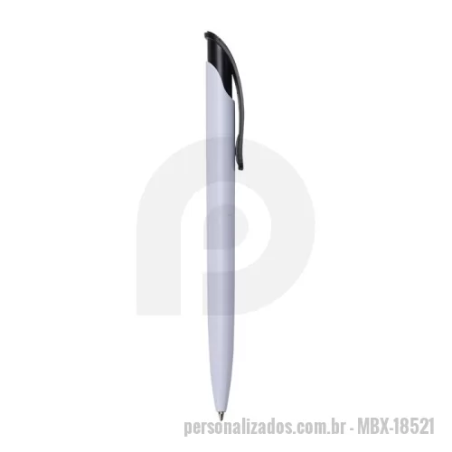 Caneta plástica personalizada - Caneta plástica com carga esferográfica azul 1.0 mm e acionamento por clique.