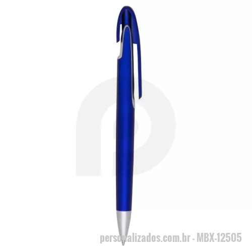 Caneta plástica personalizada - Caneta plástica com carga esferográfica azul 1.0 mm e acionamento por clique.
