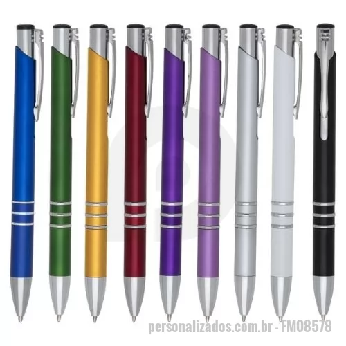Caneta plástica personalizada - Descrição: Caneta plástica com carga esferográfica azul 1.0 mm e acionamento por clique.   OBS.: PEDIDOS MÍNIMO DE 50 PEÇAS!  Altura :  13,9 cm  Largura :  1,4 cm  Medidas aproximadas para gravação (CxL):  4 cm x 0,8 cm  Peso aproximado (g):  9