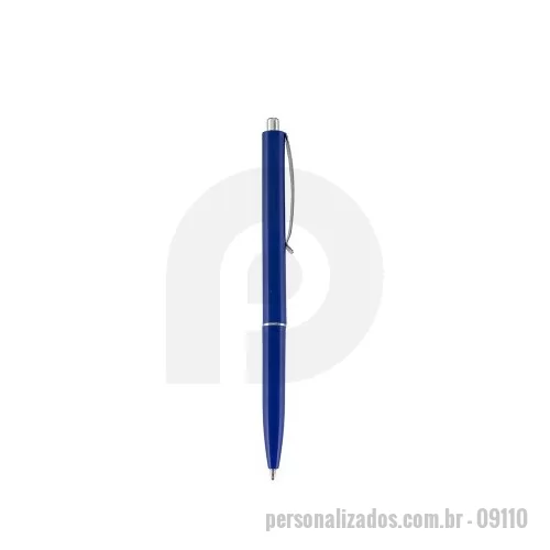 Caneta plástica personalizada - Caneta plástica com clip e ponteira em metal. Possui acionamento por clique e carga esferográfica azul de 1.0mm.  Largura: 1,2 cm Comprimento: 13,5 cm Medidas aproximadas para gravação: (CxL): 0,8 cm x 6 cm