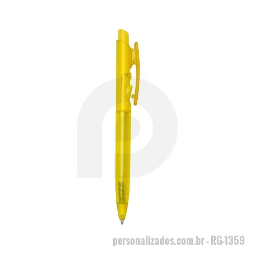 Caneta plástica personalizada - Caneta plástica com carga esferográfica azul e acionamento por clique.    OBS.: PEDIDOS MÍNIMO DE 50 PEÇAS!