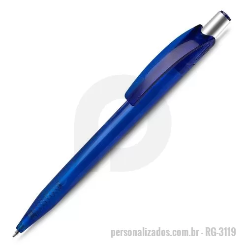Caneta plástica personalizada - Caneta plástica com carga esferográfica azul 1.0mm e acionamento por clique.    OBS.: PEDIDOS MÍNIMO DE 50 PEÇAS!