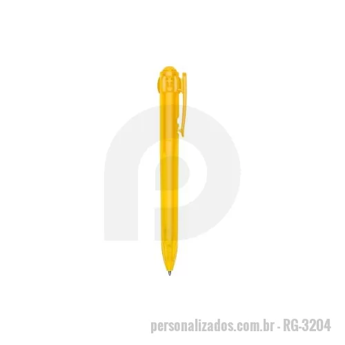 Caneta plástica personalizada - Caneta plástica com carga esferográfica azul 1.0mm, acionamento por clique.
