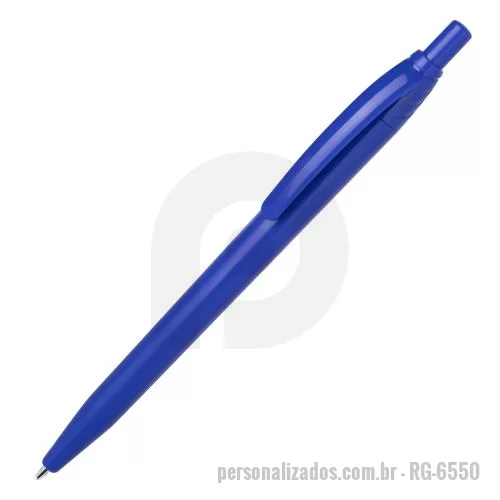 Caneta plástica personalizada - Caneta plástica esferográfica retrátil escrita em azul
