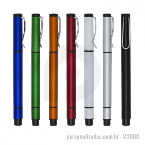 Caneta plástica personalizada - Caneta plástica esferográfica e marca texto, inteira colorida com detalhes preto. Clip de metal, possui tampa de ambos lados. Obs.: Indiferente de cor, todos marca textos são amarelos.