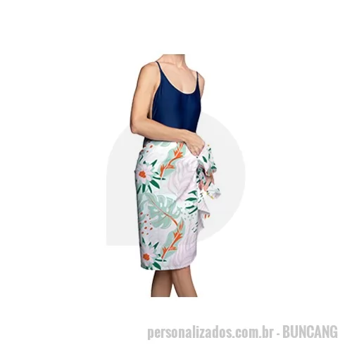 Canga personalizada - Canga de praia em tecido helanca leve 100 % poliéster com gramatura de 90 g/m². de cor branca, medindo 110 cm X 140 cm, próprio para estampar em até toda a área a 4 cores / cromia imagem tipo foto em uma das faces.