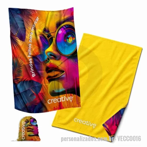 Canga personalizada - Canga toalha em Microfibra, material leve e de secagem rápida, que alia praticidade e conforto. Possui duas faces funcionais: de um lado, estampa sublimada com cores vivas e resistentes; do outro, superfície atoalhada, macia e absorvente. Versátil, pode ser utilizada como toalha, canga ou manta em diferentes ocasiões, seja na praia, piscina ou em passeios ao ar livre. ***Acompanha saquinho em Microfibra 26x16cm.