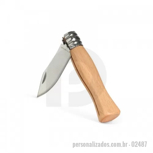 Canivete personalizado - Descrição: Canivete de madeira com lâmina de aço inoxidável de 2,75 polegadas.