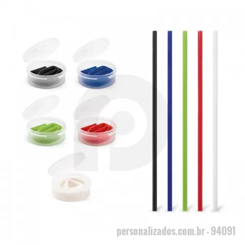 Canudinho para refrigerante personalizado - Canudo reutilizável e dobrável em 100% silicone. O canudo é acompanhado de uma caixa PP branca e translúcida com acabamento fosco. Canudo : ø7 x 250 mm | Caixa: ø55 x 20 mm