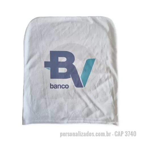 Capa para cadeira personalizada personalizada - A capa de cadeira fabricada com Helanca Light é projetada com um tecido que possui uma elasticidade sutil, permitindo que se ajuste com precisão ao contorno da cadeira. Confeccionada de acordo com as exigências específicas de cada cliente, a capa pode ser personalizada utilizando a técnica de silkscreen, com uma seleção de até quatro cores, ou através de sublimação em material branco, técnica que permite uma variedade ilimitada de cores. Dimensões Disponíveis: A dimensão que oferecida por padrão é 45x50, ou montamos de acordo com a necessidade do cliente [o modelo da imagem é 37x40].