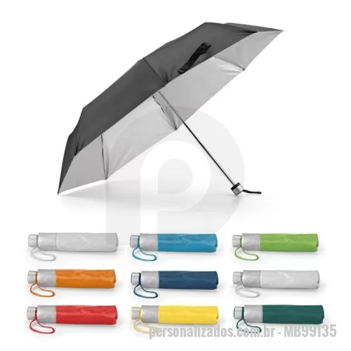 Capa para guarda chuva personalizada - Guarda-chuva confeccionado em poliéster 190T, dobrável em 3 secções e de abertura manual. Disponível em várias cores, com interior em cinza. Guarda-chuva prático e leve. Fornecido em bolsa. ø960 x 240 mm | Bolsa: ø40 x 225 mm