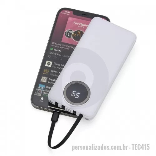 Carregador personalizado - Carregador Power Bank 10.000mAh com Lanterna e Multissaídas