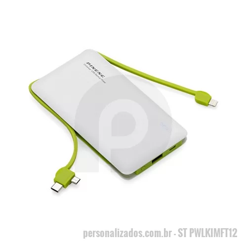 Carregador portátil USB personalizado - Carregador portátil Pineng personalizado Possui 10.000 Mah reais com indicador de carga e amplo espaço para imprimir a logomarca de empresas. Brinde perfeito para horas difíceis em que a carga do seu celular está baixa. O diferencial desse power bank