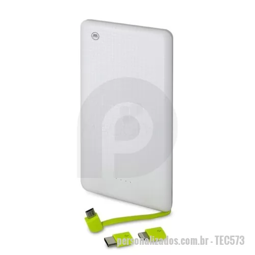 Carregador portátil USB personalizado - Carregador Power Bank Slim 10000 mAh Personalizado