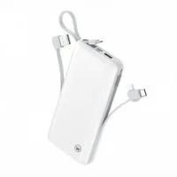 O Carregador Portátil KIMASTER tem um design compacto. O uso do acessório é bastante intuitivo, bastando apenas conecta-lo ao aparelho que se deseja carregar, o Power Bank já mostrará a carga restante com suas luzes LED azul, ao desconectar o acessório desliga após alguns poucos segundos. O carregador vem com um cabo Lightning acoplado e um cabo removível Type-C/Micro USB/USB. Não há problemas incompatibilidade de Software, podendo ser utilizado com qualquer versão de um aparelho IOS, ANDROID ou WINDOWS PHONE.  – Carregador com cabo Lightning acoplado  – Design compacto  – Possui porta USB e luz indicativa de carga  – Alta eficiência de conversão da bateria  – Desligamento automático  – Dispositivo inteligente interno que protege contra sobrecarga  – Compatível com smartphones, iPhone, consoles de jogos portáteis, câmeras digitais e outros dispositivos portáteis.  Especificações:  Capacidade real: 10000 mAh  Entrada: DC 5V/2.1A  Saída 1: DC 5V/2.4A  Saída 2: DC 5V/2.4A  Saída 3: DC 5V/