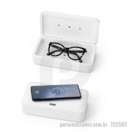 Carregador Wireless personalizado - Caixa Esterilizadora UV com Carregador Wireless Fast Personalizada