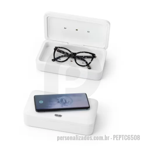 Carregador Wireless personalizado - Caixa Esterilizadora UV com Carregador Wireless Fast Personalizada