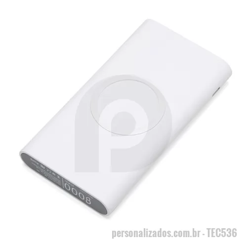 Carregador Wireless personalizado - Carregador Portátil Wireless Power Bank 8000mAh Personalizado
