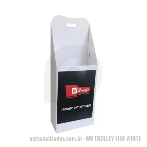 Carrinhos para feiras e eventos personalizado - Carrinho Econômico, para feiras e eventos em papelão ondulado - Linha Branca ou Pardo , Impressão com Adesivo Autocolante - APLICADO .
