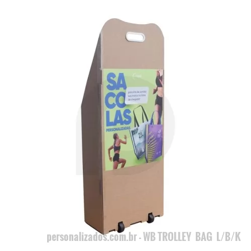 Carrinhos para feiras e eventos personalizado - Carrinhos para feiras e eventos , TROLLEY BAG - Modelo C5 Vira Caixa / Organizer , ( MODELO ECÔNOMICO ) - LINHA BRANCA - Kraft / Pardo - com Adesivo em PVC autocolante e Impressão Digital UV. .
