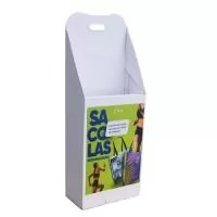 Carrinho Sacola p/ Feiras e Eventos em Papelão Ondulado,  ( Modelo Econômico )  - Linha Branca  / Branco com Adesivo Autocolante e Impressão Digital UV .