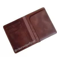Carteira Couro Slim Personalizado Com 3 encaixes para cartões, um bolso para CNH e uma aba para encaixe de RG